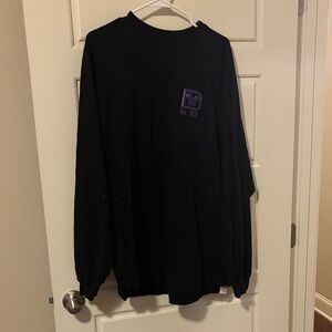 Disney Women's 100th spirit Jersey- Black Long-Sleeve Tee with Purple Logo